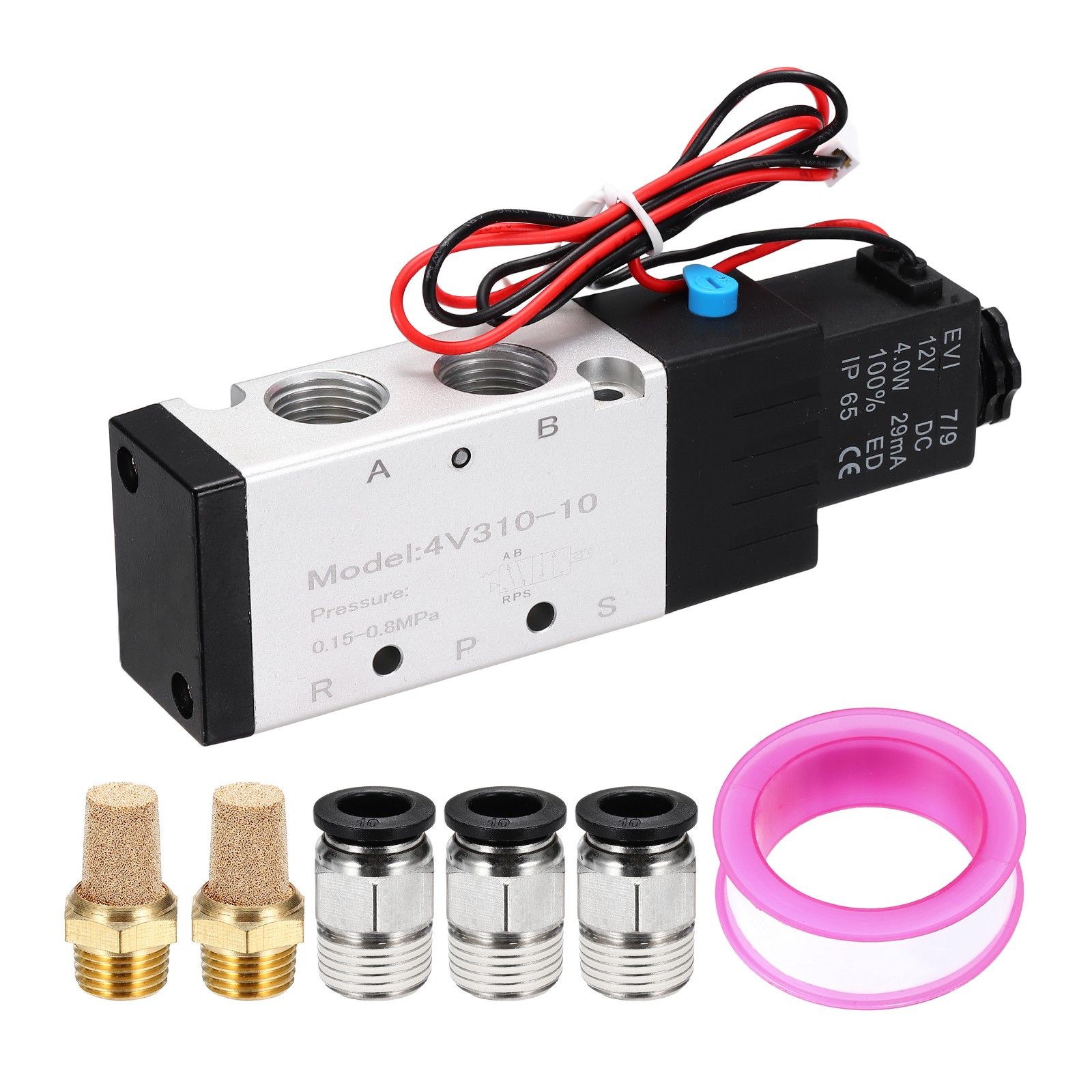 Pneumatic Solenoid Valve 3/8 Inch NPT 12V 5 Way 2 Position Aluminum Air Valve
