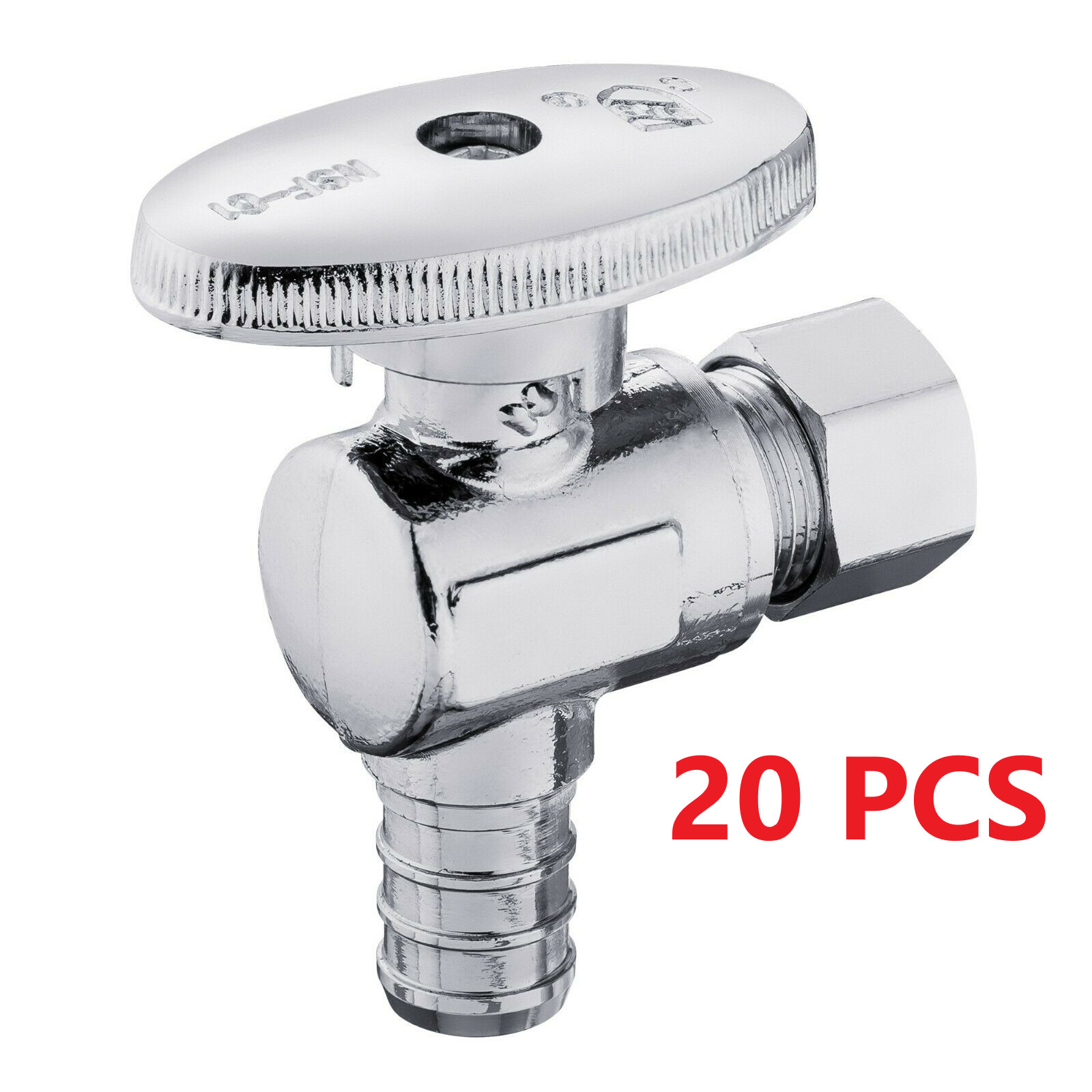 EFIELD 20PCS 1/2 Inch Pex X 3/8 Inch OD Brass 1/4 Turn Angle Stop Valve ,NoLead