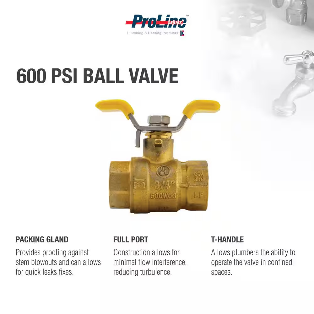 3/4 In. X 3/4 In. Brass T-Handle Ball Valve