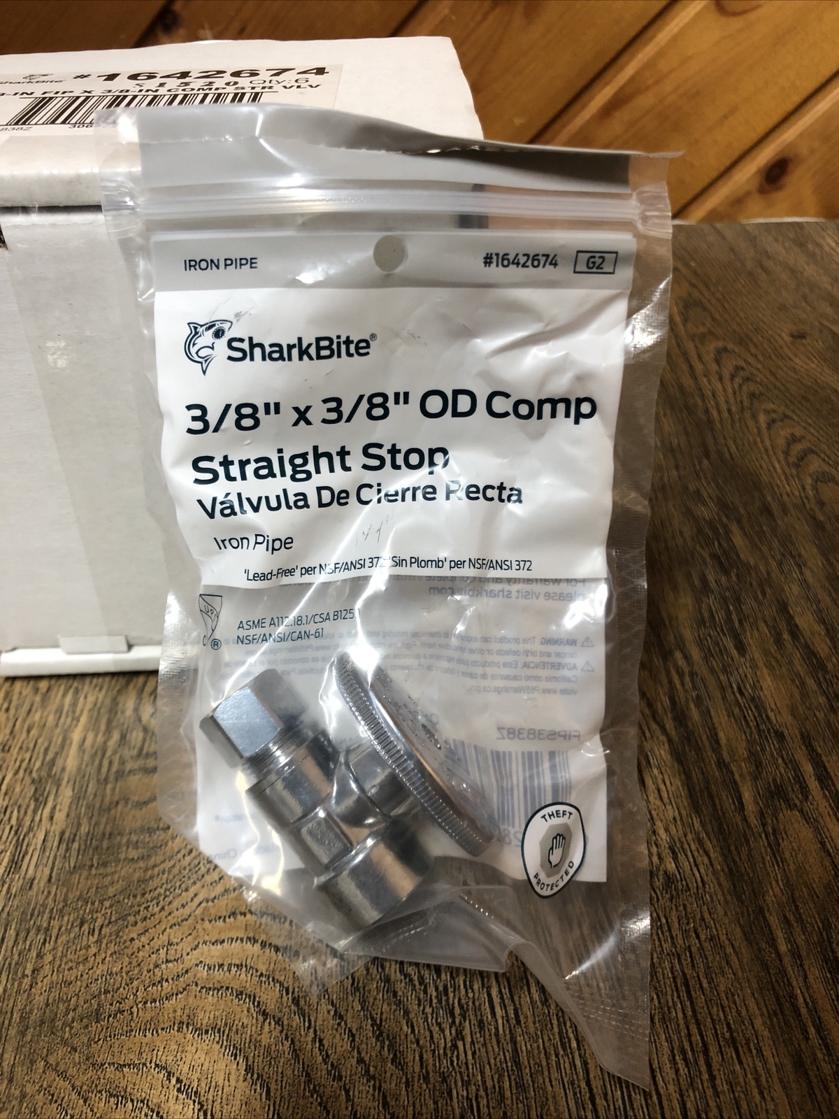 6 Pack SharkBite Brass 3/8-in x 3/8-in Od Compression Straight Stop Valve New