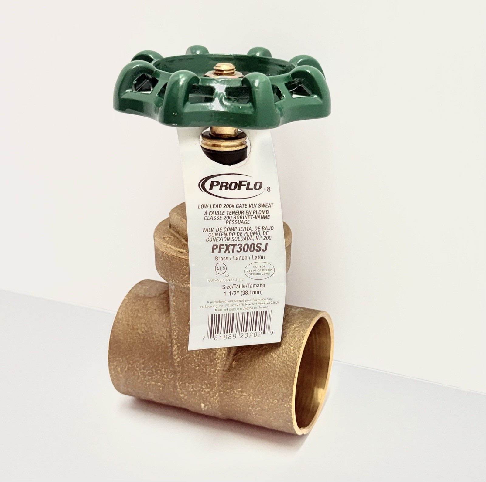 PROFLO PFXT300SJ 1-1/2” Low Lead Brass Gate Valve Sweat x Sweat Class 200