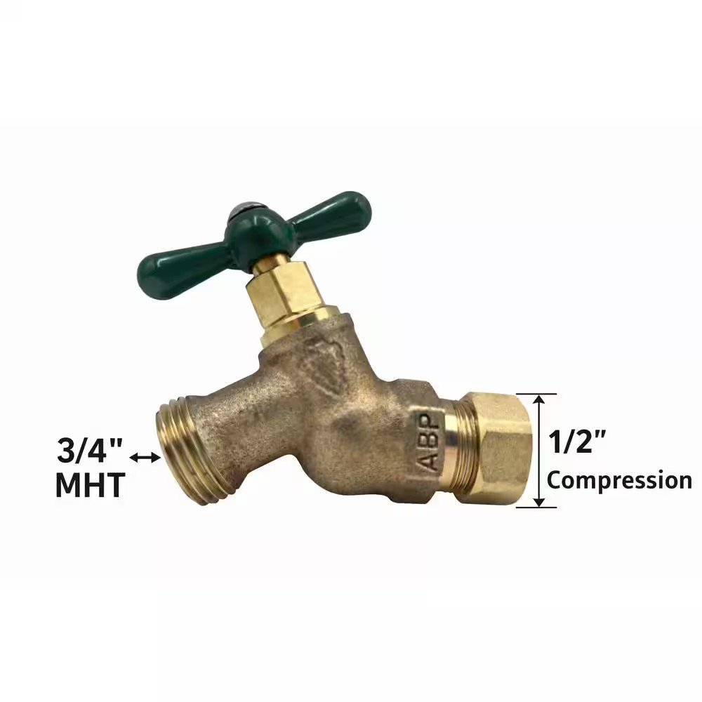 1/2 In. Compression X 3/4 In. Male Hose Thread No-Kink Hose Bib with Lead-Free C