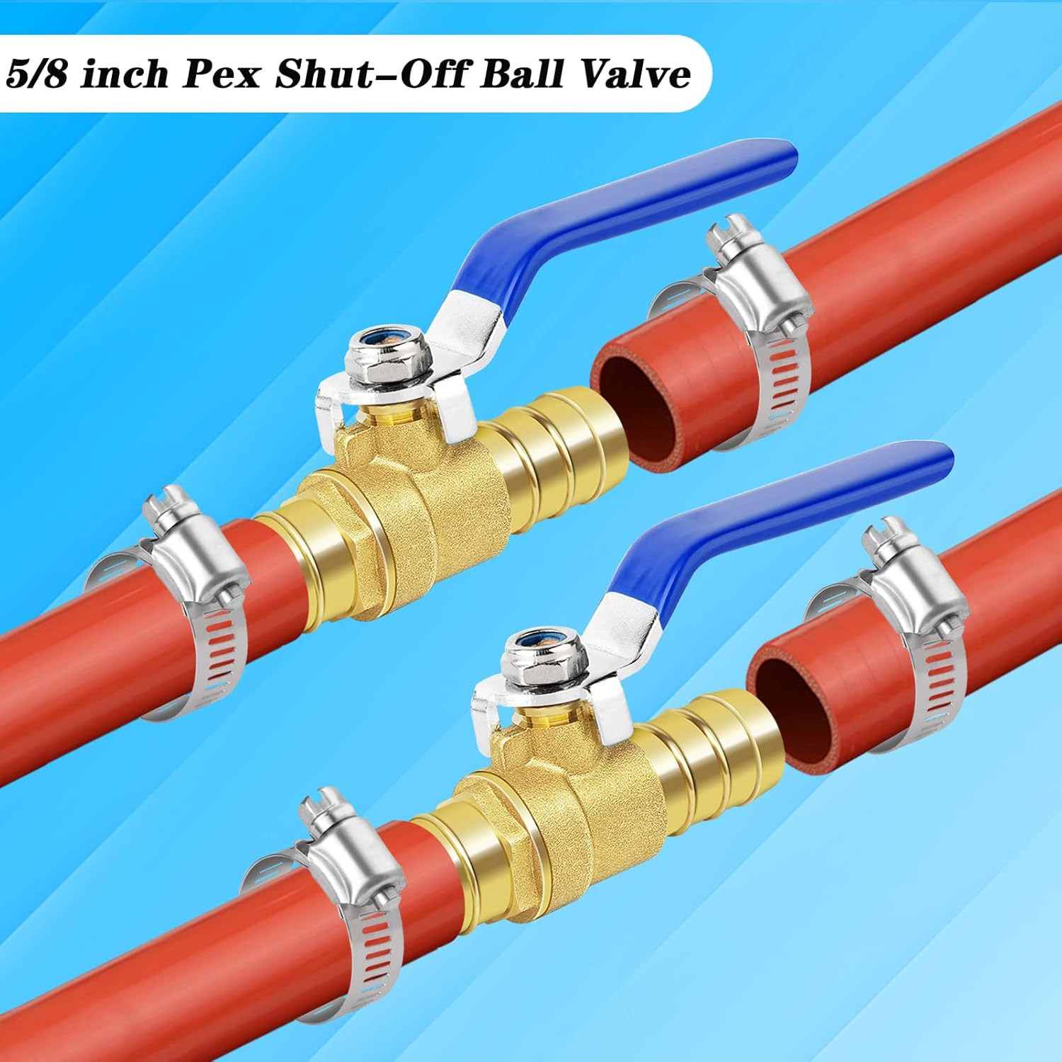 Brass Hose Barb Ball Valve Kit-2Pcs 5/8″ Heater Hose Shut off Valve with Stainle