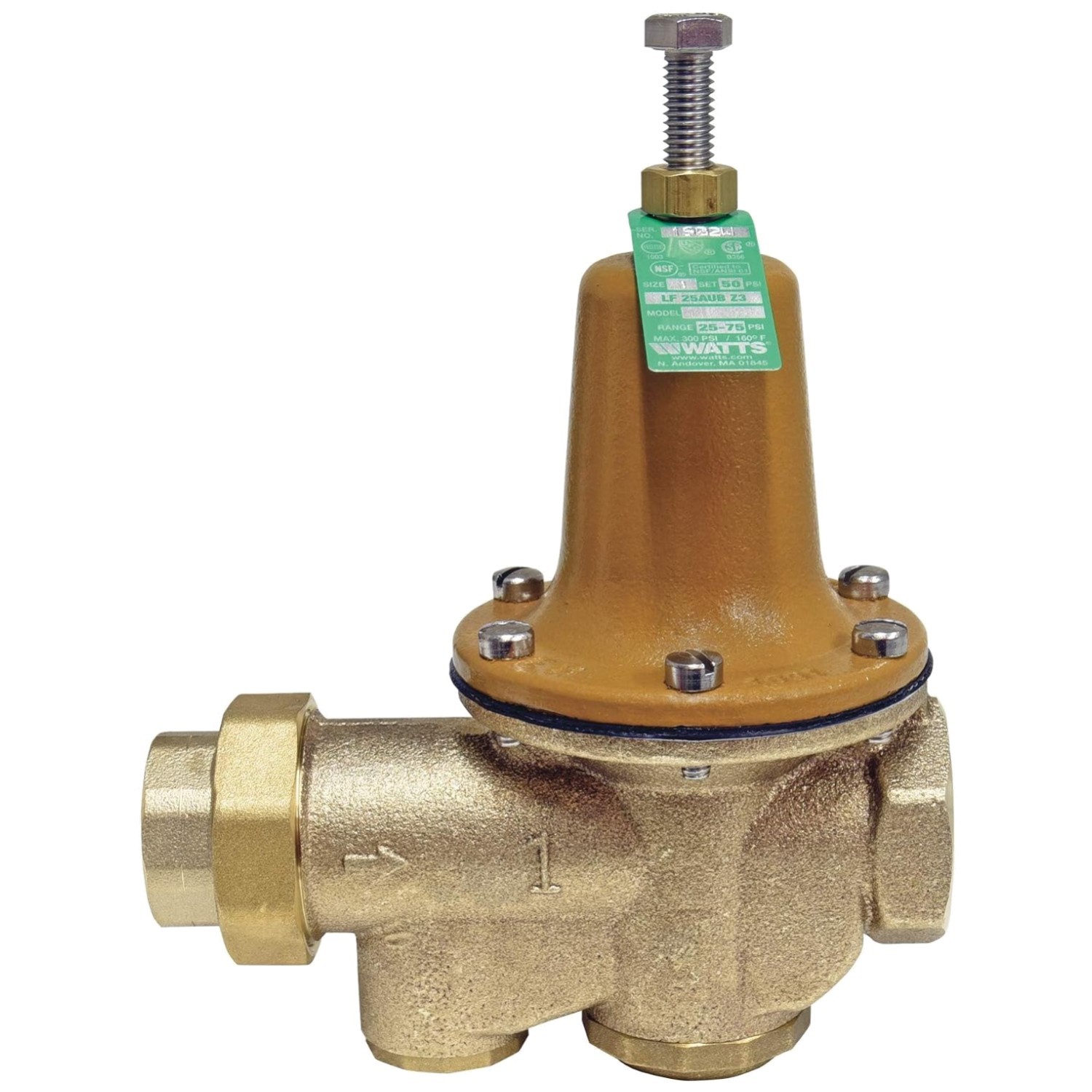 Brass Water Pressure Reducer Valve, NPT Female Union Outlet