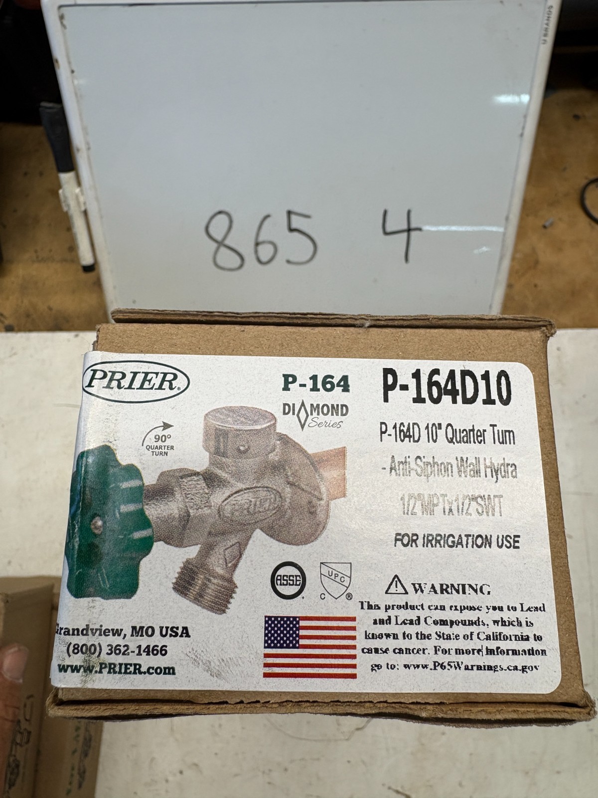 PRIER Quarter Turn Anti-Siphon Wall Hydrant 10″ Brass 1/2″ mpt swt Frost Proof