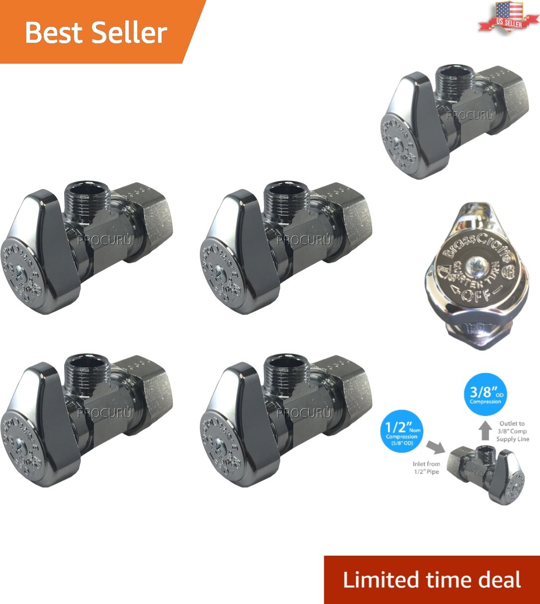 Durable Chrome-Plated 4-Pack Angle Stop Valves – Upgrade Your Plumbing Today