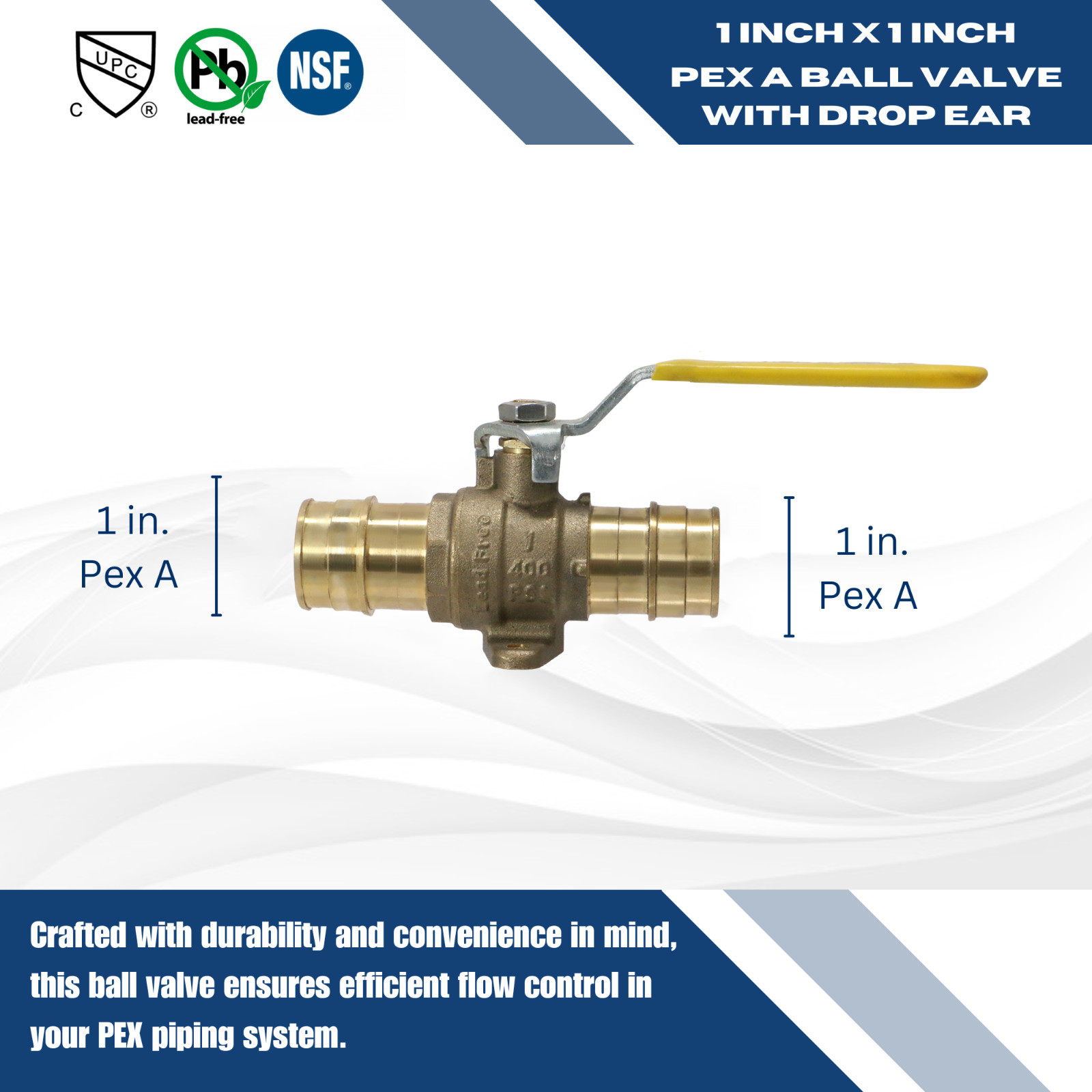 5 Pcs. 1″ Pex A Expansion Ball Valve with Drop Ear, Lead Free