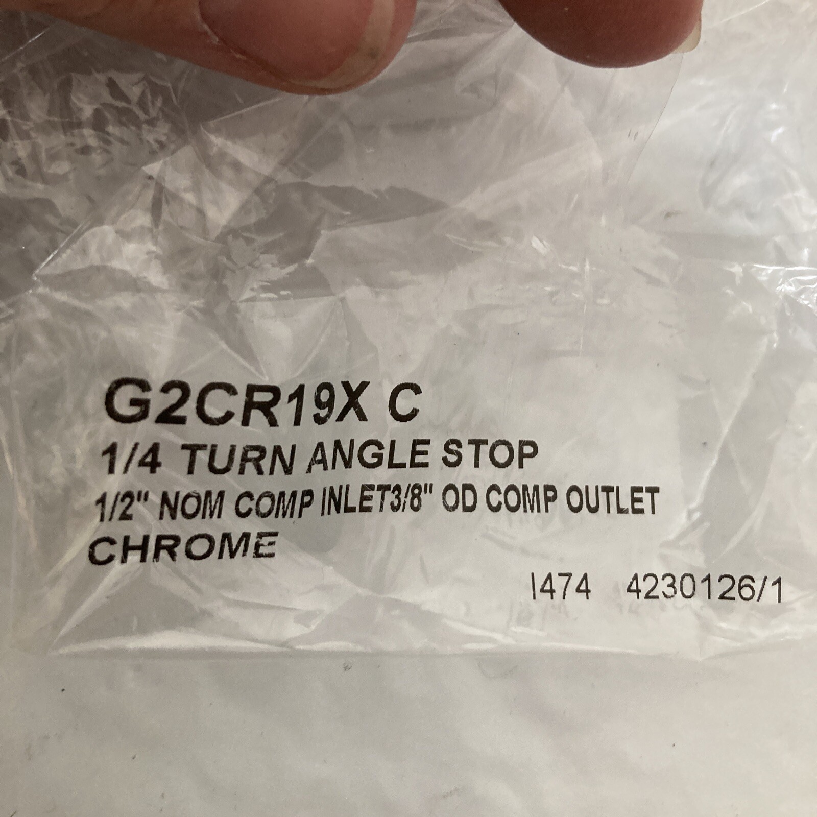 BrassCraft G2CR19XC 1/2” Nom Comp Inlet 3/8” OD Comp Outlet 1/4 Turn Stop
