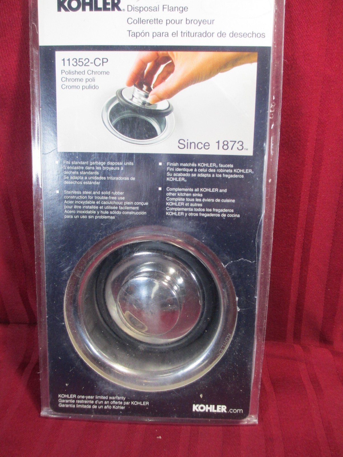 Kohler GARBAGE DISPOSAL FLANGE KIT STAINLESS STEEL 11352 CP KITCHEN SINK DEMO