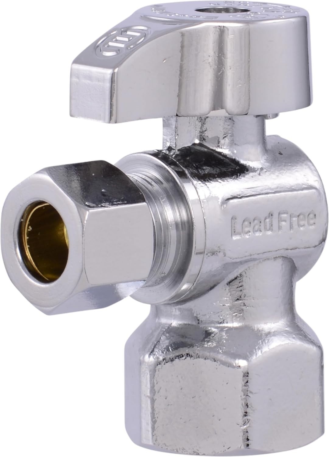 1/2 Inch FIP x 3/8 Inch OD Compression Quarter Turn Angle Stop Valve, Brass P…