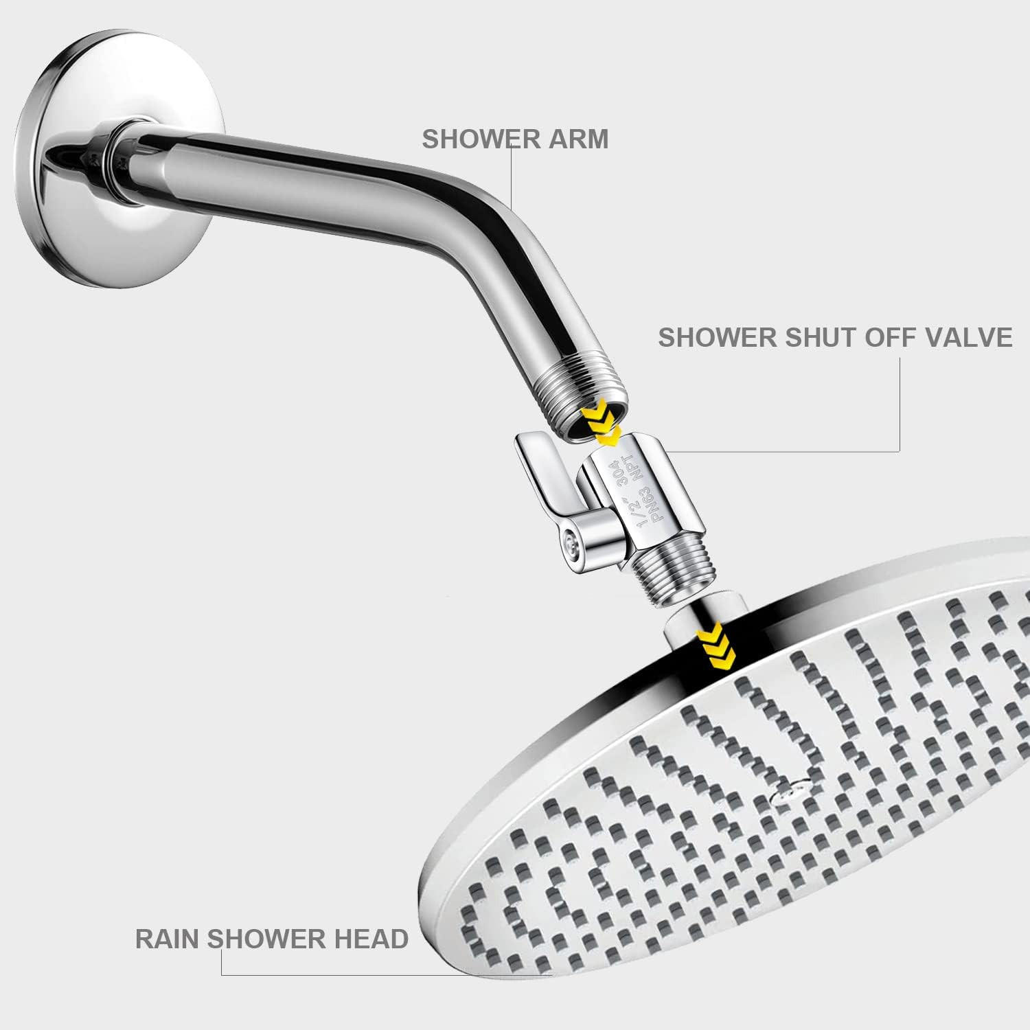 Stainless Steel Shower Shut Off Valve 1/2 NPT Mini Ball Water Flow Control