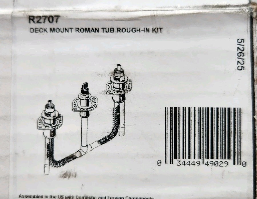 Delta R2707 Three Hole Roman Tub Faucet Rough In Kit