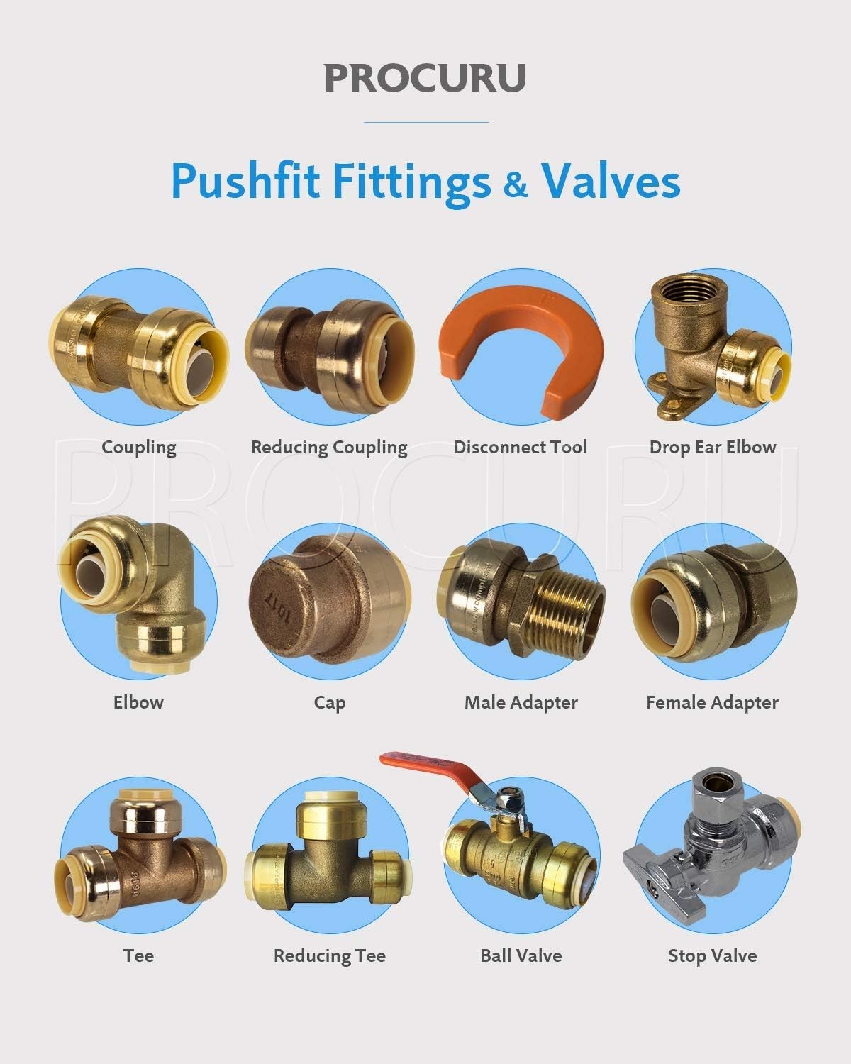 10-Pack PushFit Angle Stop Valve 1/2″ x 3/8″ Compression for Easy Install