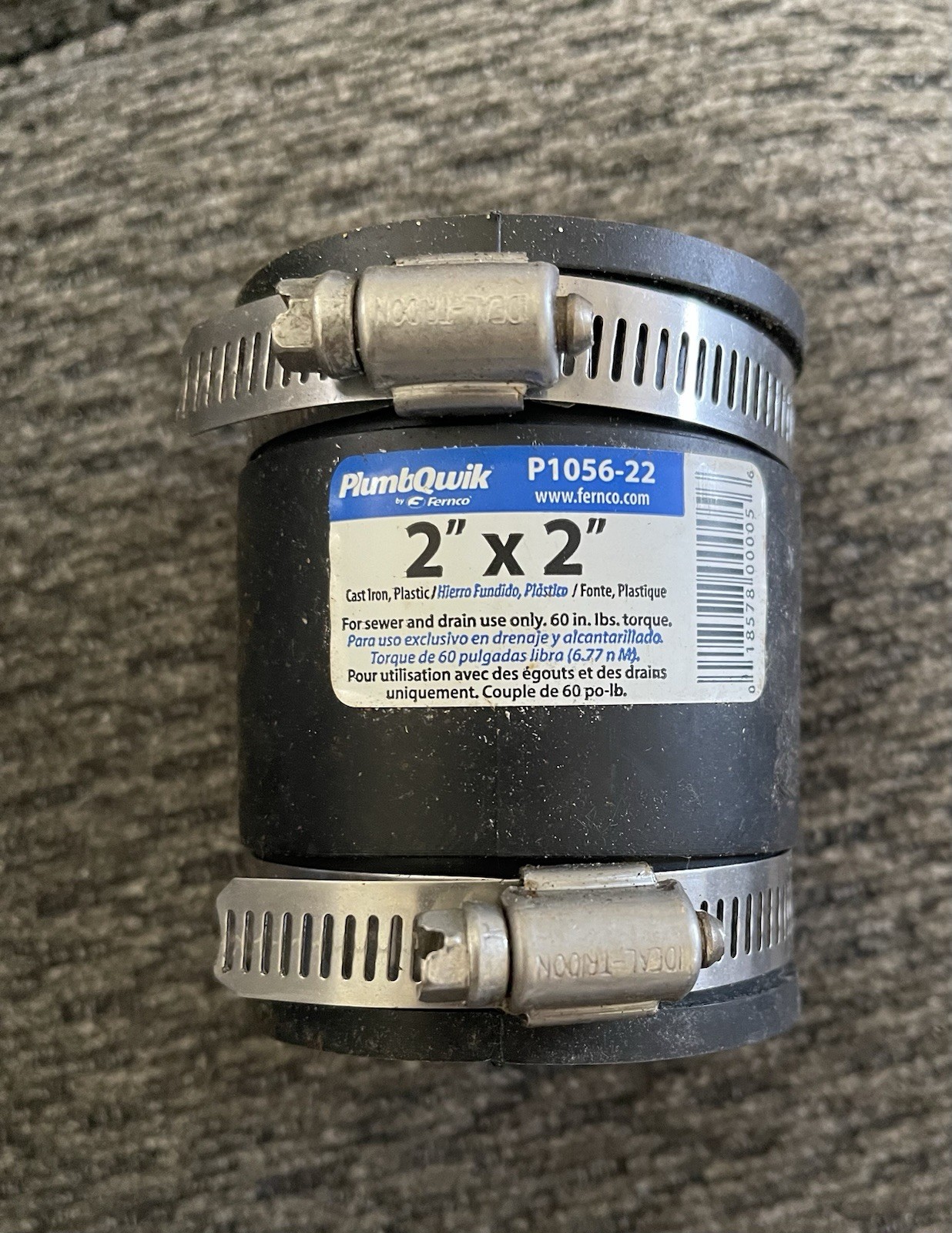 Fernco 2”X2” Plastic to Plastic PVC Coupling P1056-22 Fernco P1056-22 (A6)
