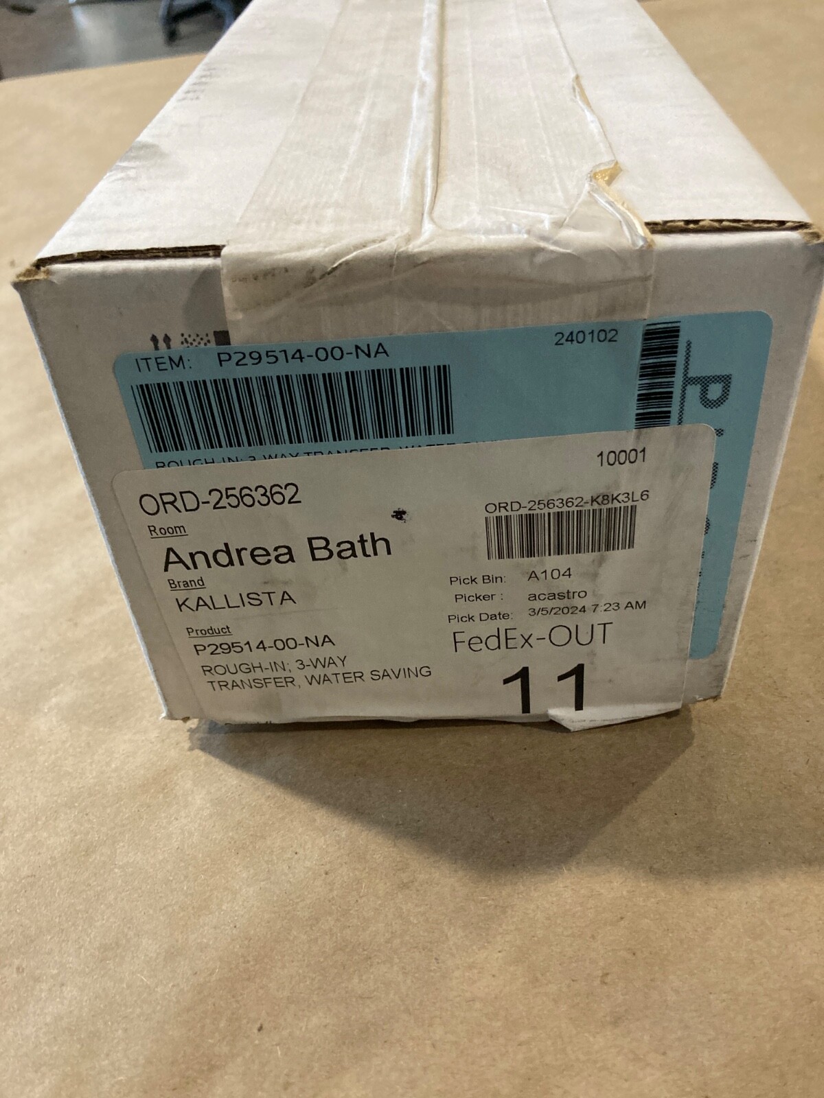 Kallista P29514-00-NA Transfer Valve ECO 3-Way Rough-In UNFINISHED New in Box!