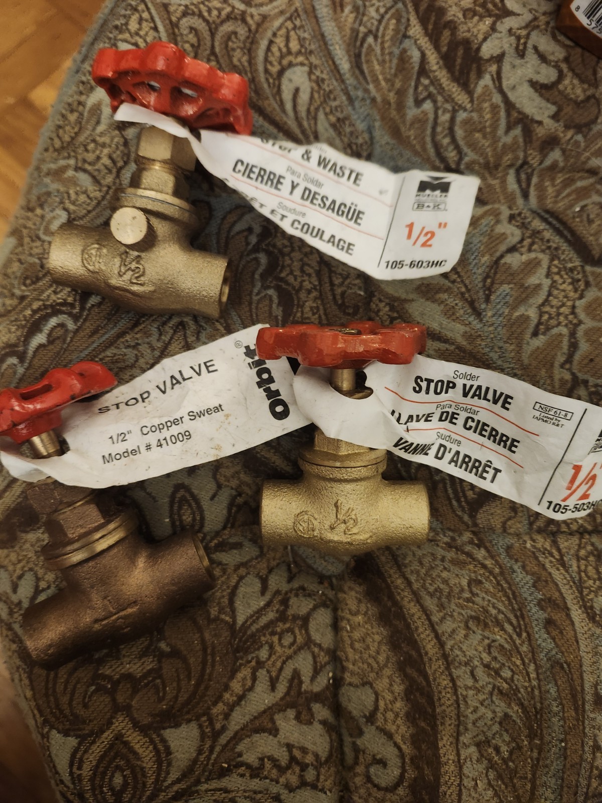 Mueller B&K & Orbit 1/2″Brass Gate Valve Sweat connection Stop Valve Lot Of 3