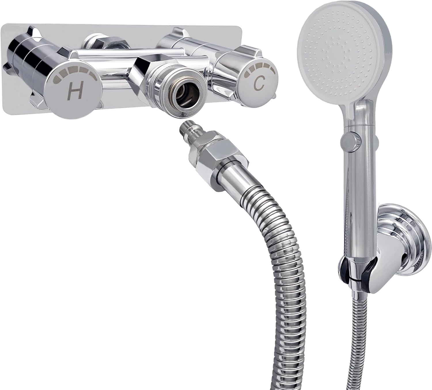 RV Quick Connect Outdoor Shower Kit with Metal Faucet & 71″ Hose