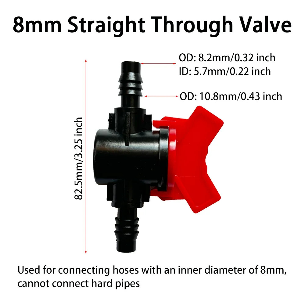 2Pcs Barbed Ball Valve Plastic Pagoda Straight through Shut-Off Switch Hose Conn