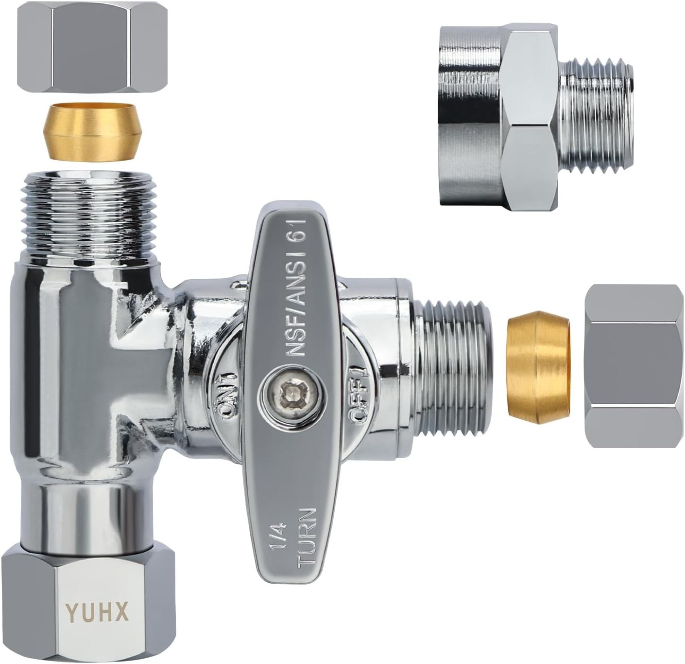 Brass Angle Stop Add-A-Tee Valve, 3/8 Inch Compression Outlet Easy Connect 3 …