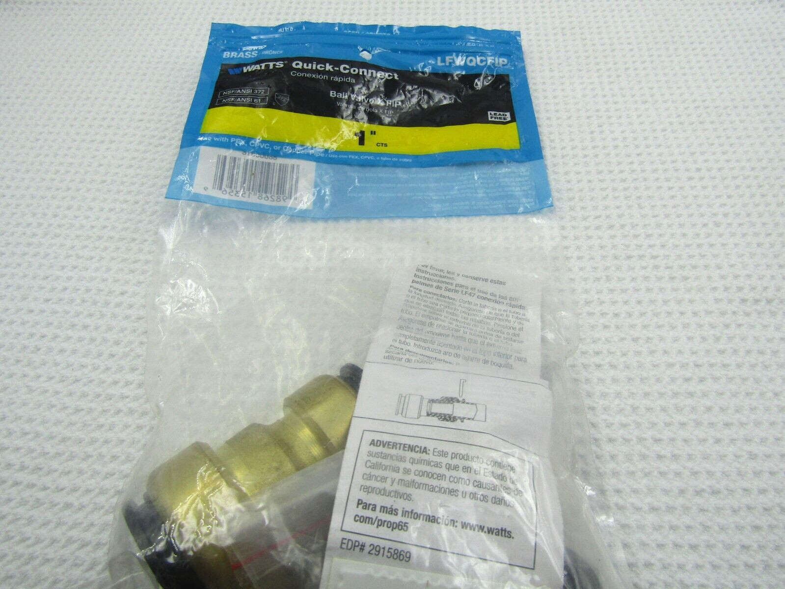Watts Full Port Ball Valve Lead Free Quick Connect X FIP 1″ 88005518