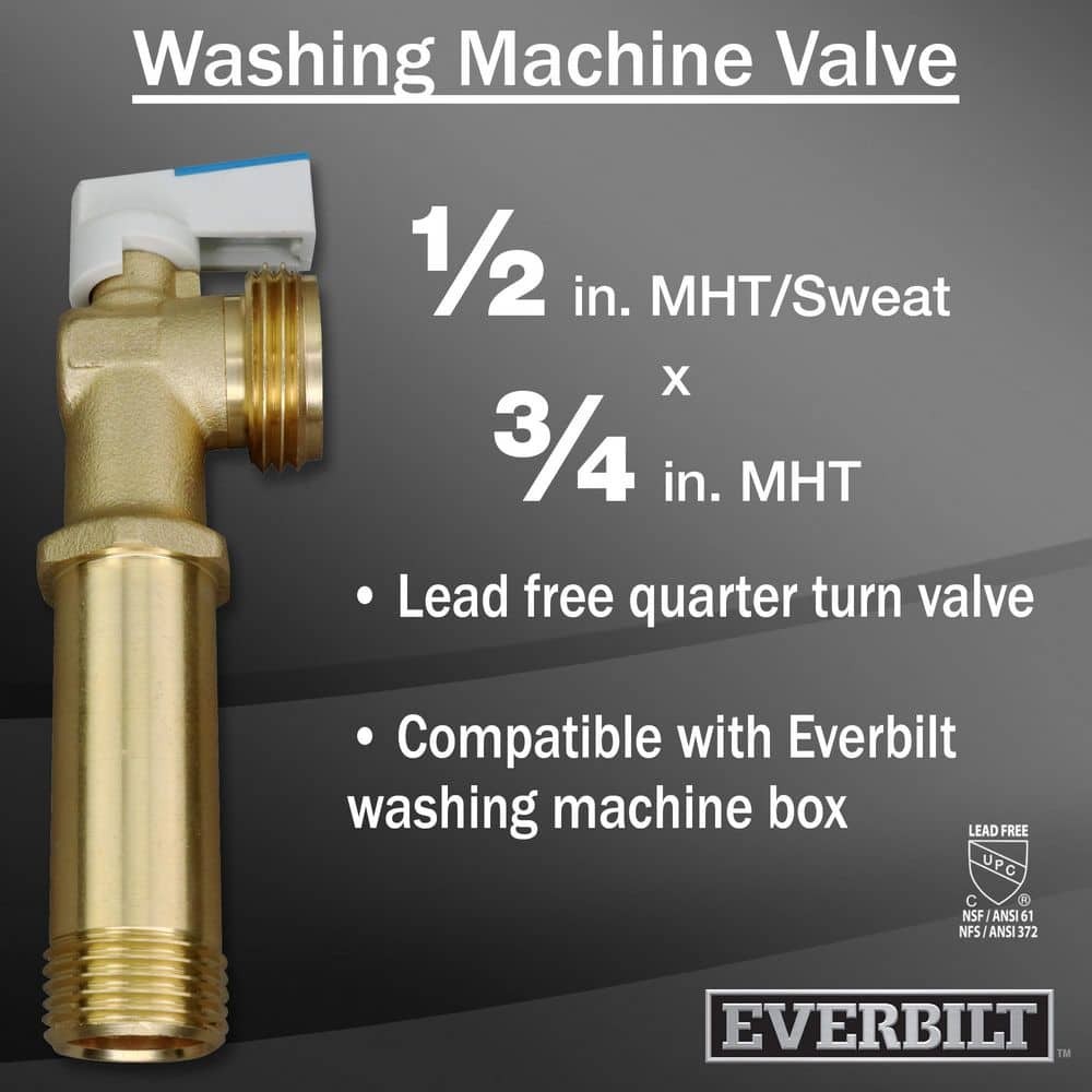 Everbilt 1/2 in. Sweat x 3/4 in. Male Hose Thread Brass Washing Machine Valve