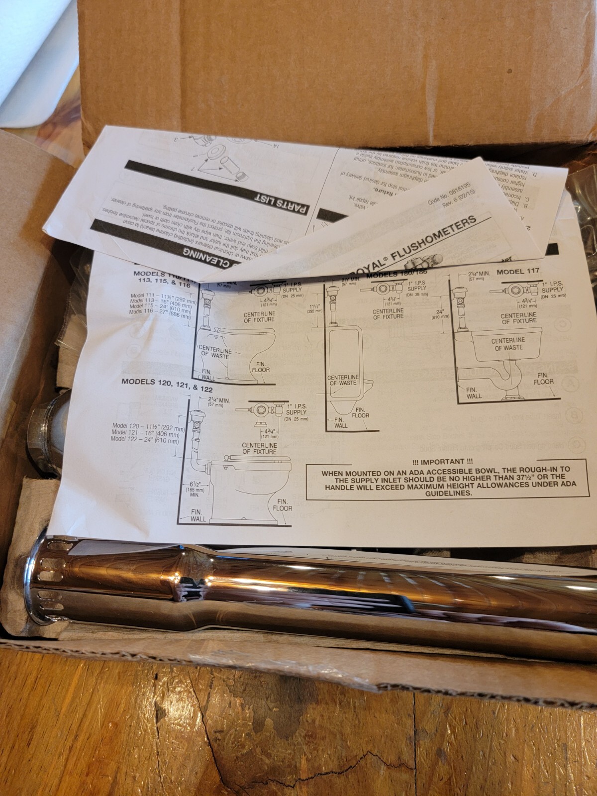 SLOAN Royal 180-1 SG Exposed,Manual Flush Valve,Top Spud 3912430 611R71