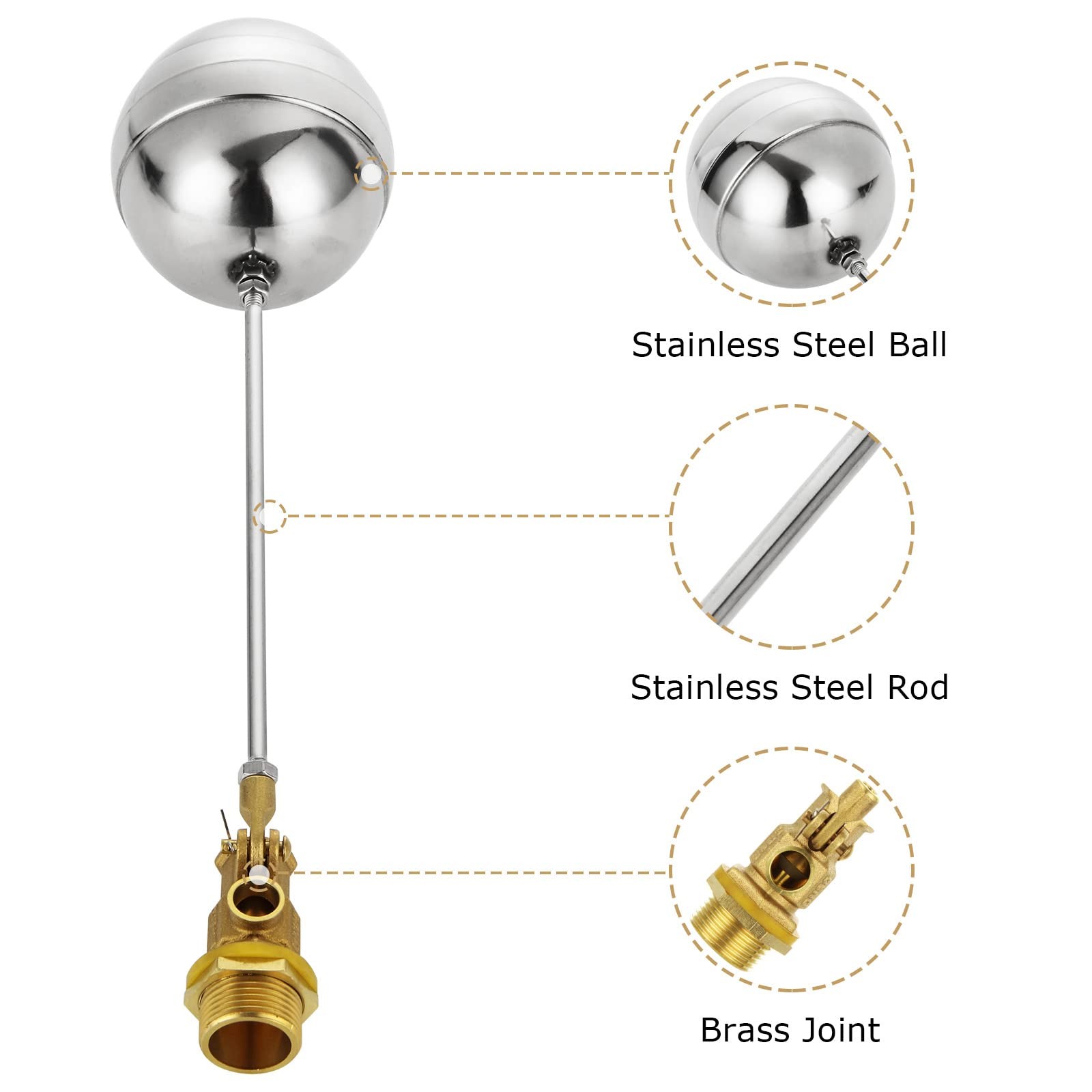 2 Pack Stainless Steel Float Ball Valves 3/4 Inch Water Control