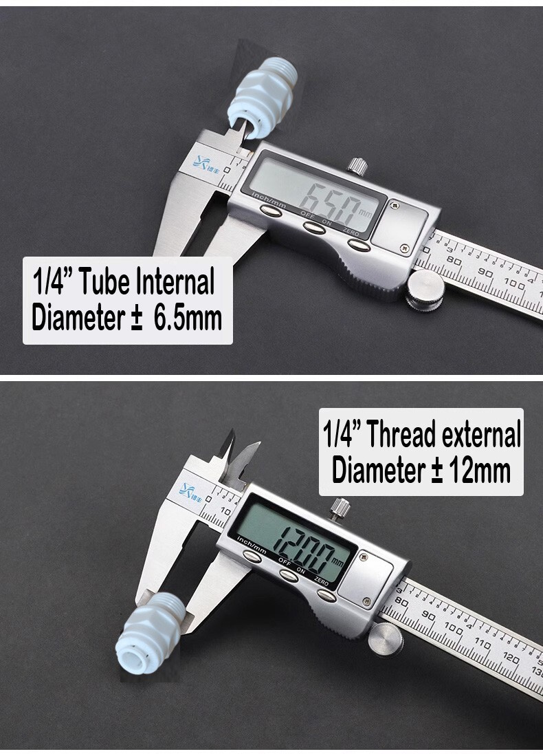 5piece 1/4-1/4 Thread Male Straight Connect Fitting Quick Connect Push In RO