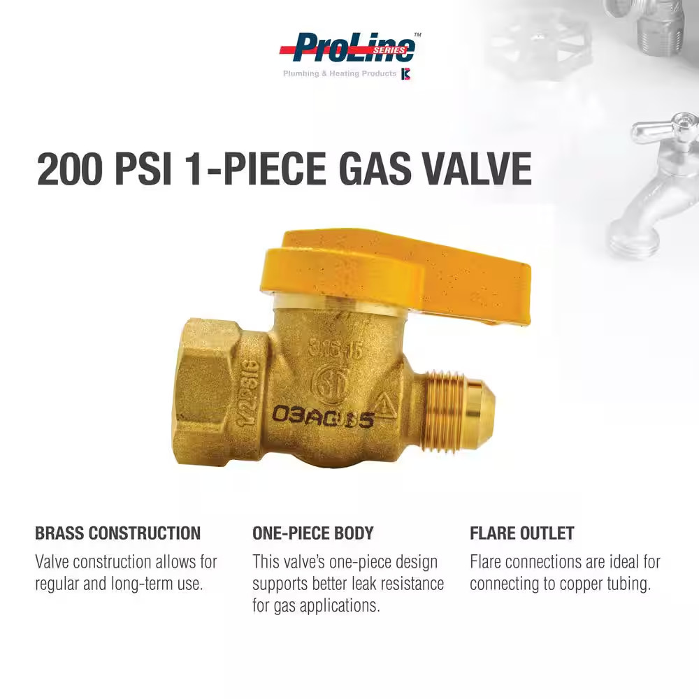 3/8 In. X 1/2 In. Brass FL X FPT 1-Piece Gas Valve