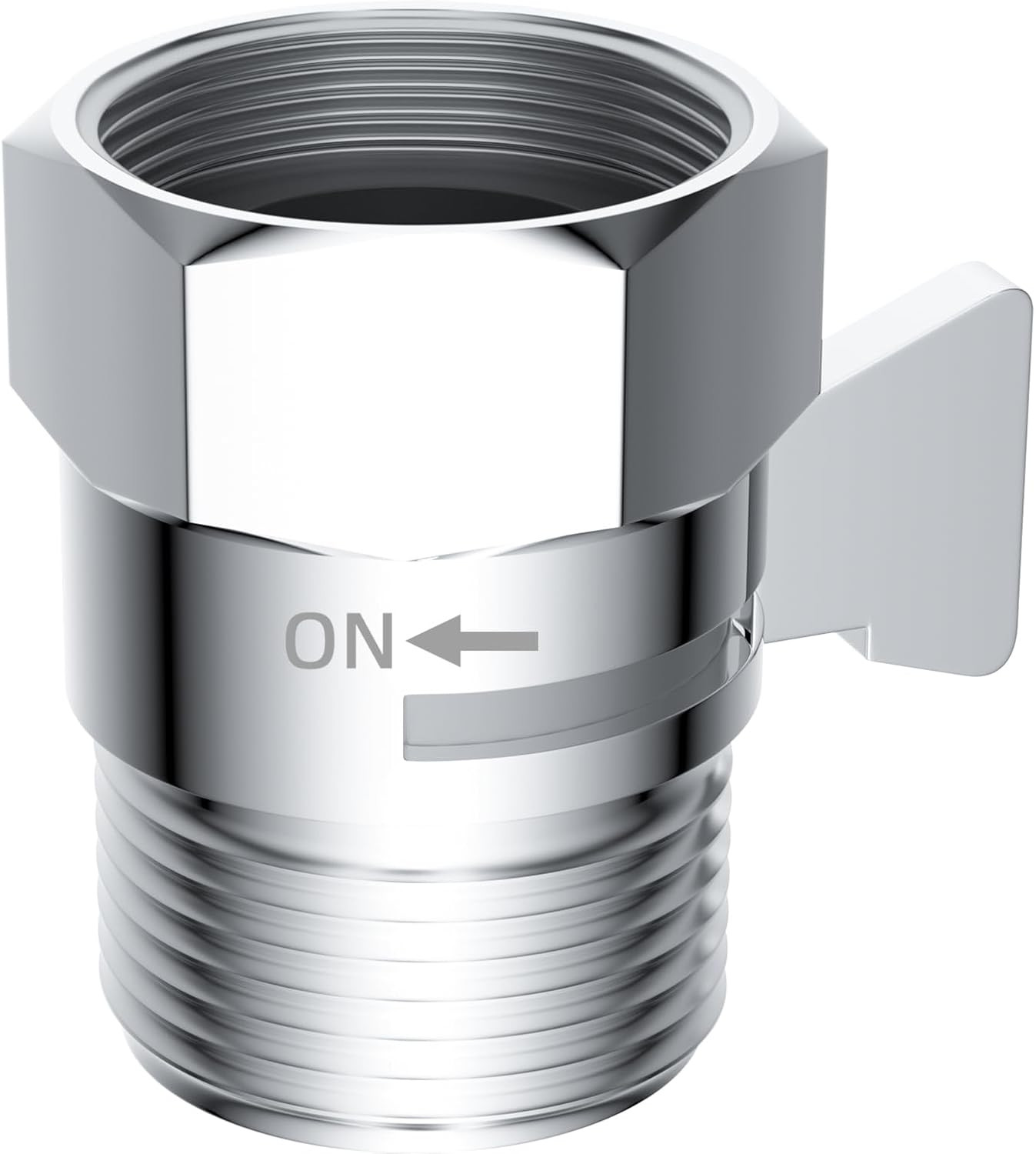 All Metal 1 Pack Shower Head Flow Control Valve, G1/2 Brass Shut-Off Valve with