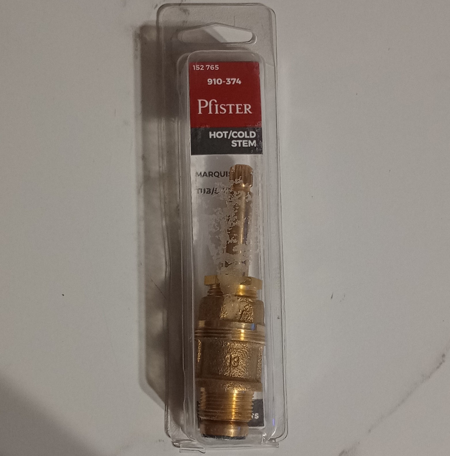 Pfister 910-374 Faucet Valve Stem, Hot/Cold, Brass, for Marquis & Tiburon