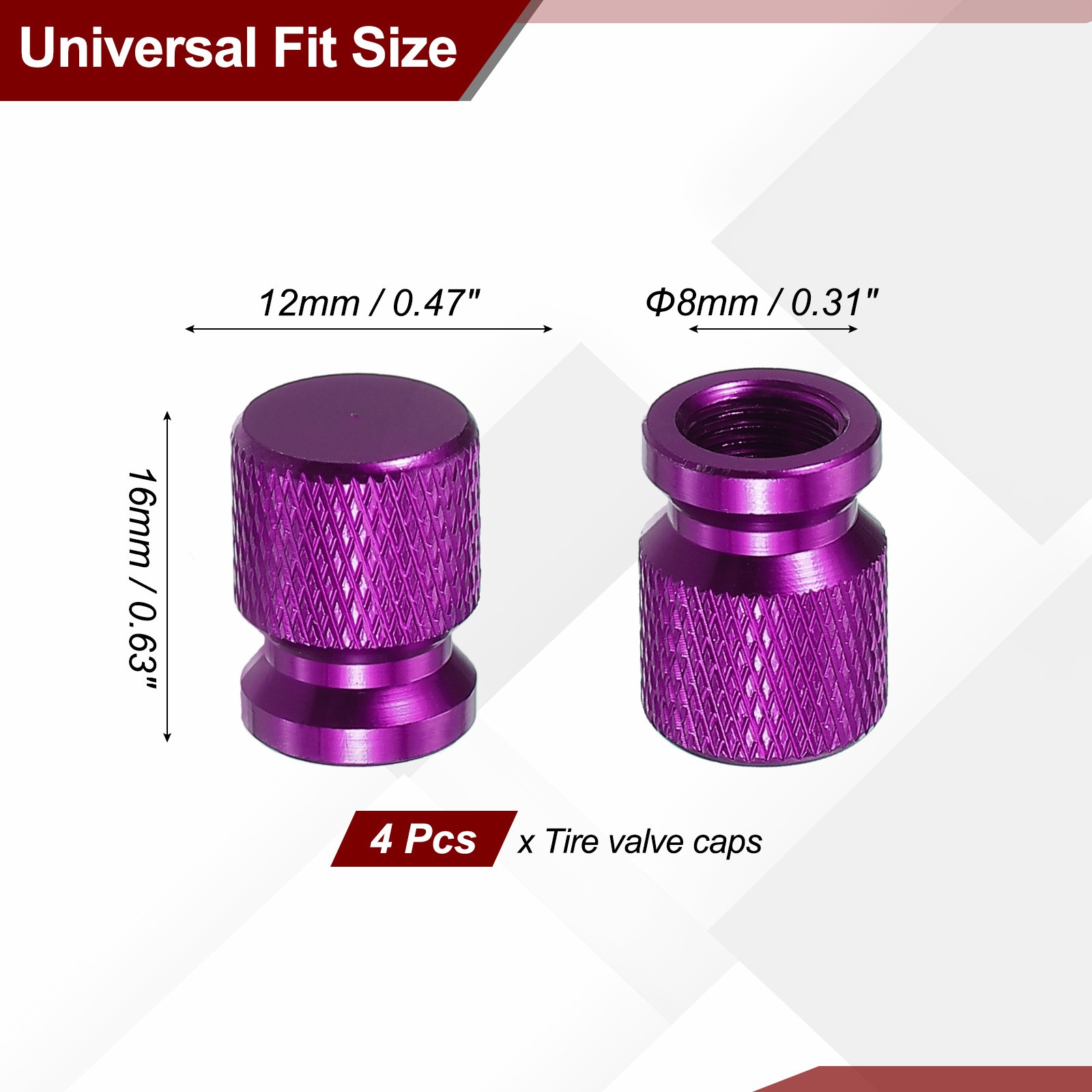 4 Pcs Aluminum Tire Valve Stem Caps Vehicle Car Tire Valve Air Cap Covers Purple
