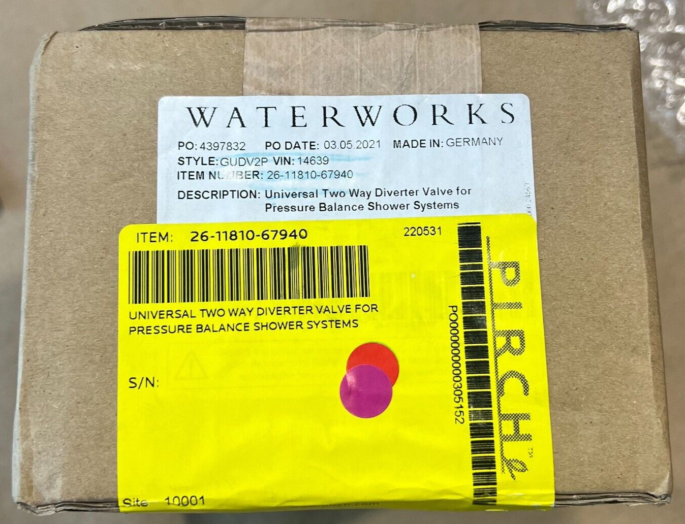 Waterworks 26-11810-67940 Two Way Diverter Valve for Pressure Balance System NEW