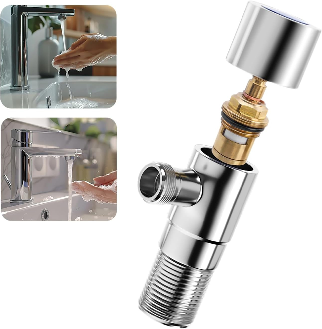 1 Pair Faucet Cartridges Replacement, Brass Ceramic Disc Stem Cartridge Faucet V