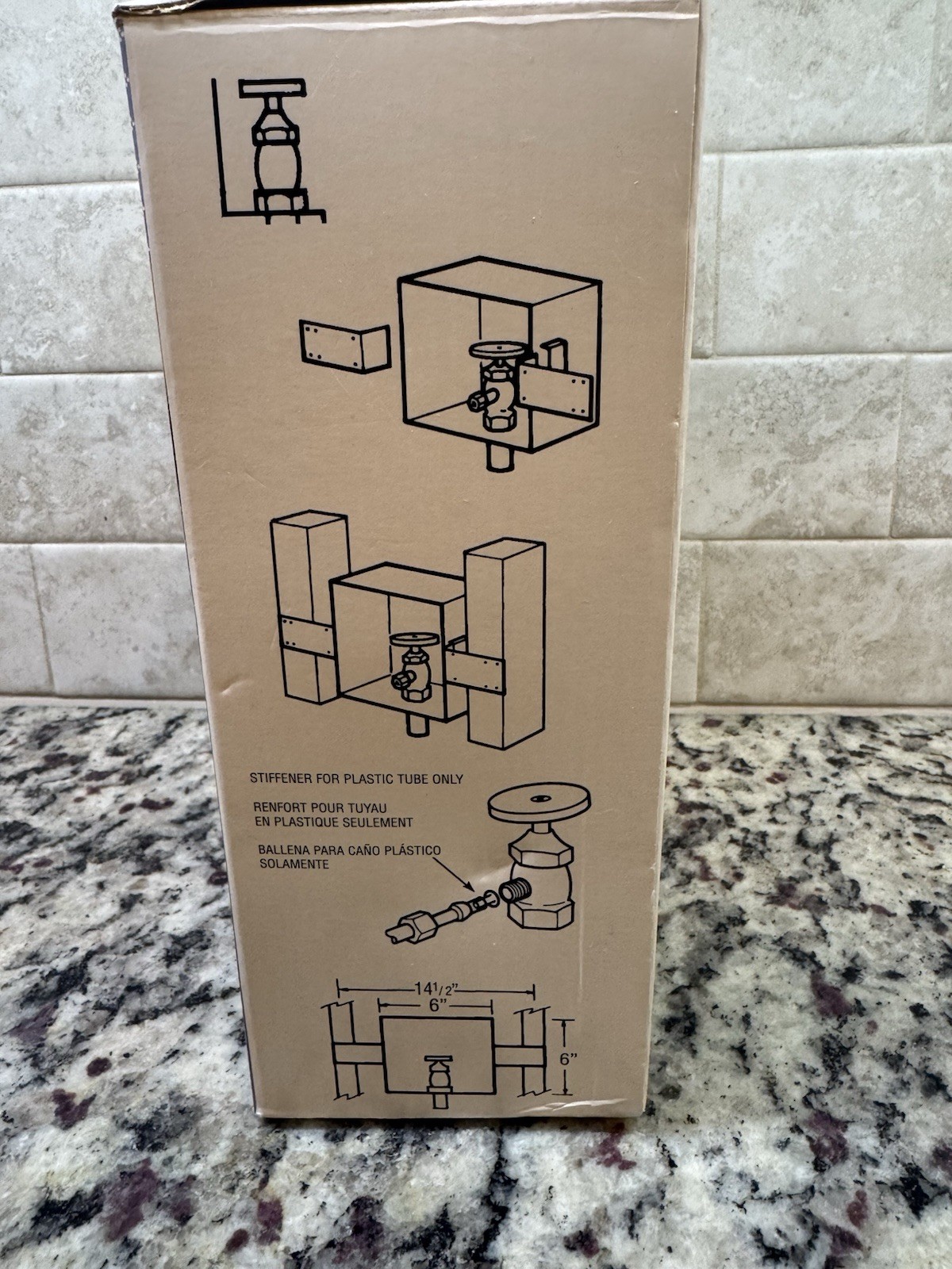 1/2″ MIP x 1/4″ Oatey Icemaker Ice Maker Box 38823 With Mounting Brackets