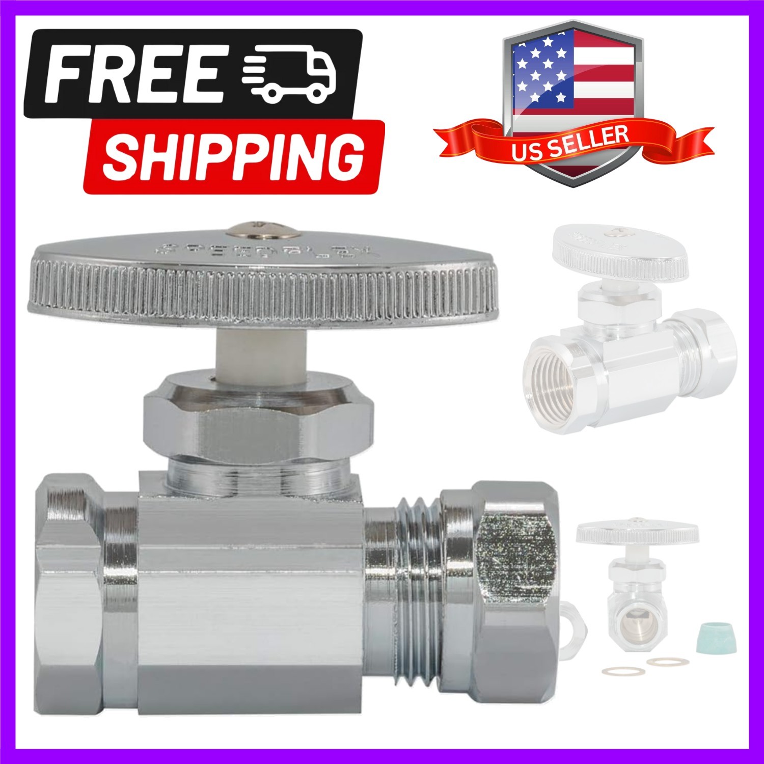 Multi-Turn Straight Stop Valve, 1/2 Inch FIP x 1/2 Inch or 7/16 Inch Slip Joi…