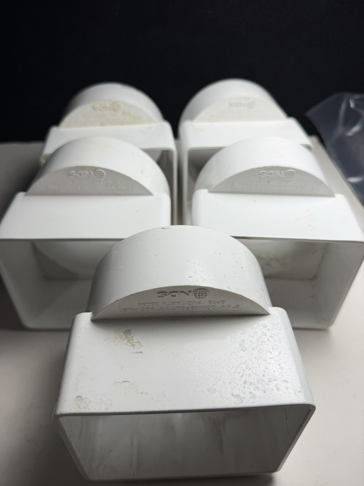Lot Of 5 Plastic Trends P1926 PVC Flush Downspout Adapter 3 x 4 x 4 in.