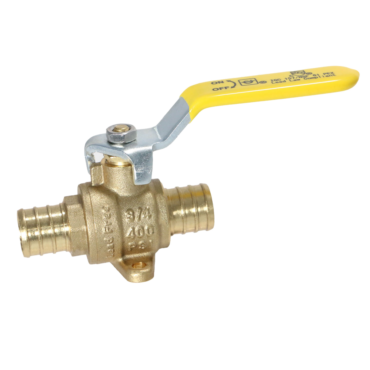 10 Pcs. 3/4″ Pex Ball Valve with Drop Ear, Lead Free Brass, Full Port, 24-3-4=10
