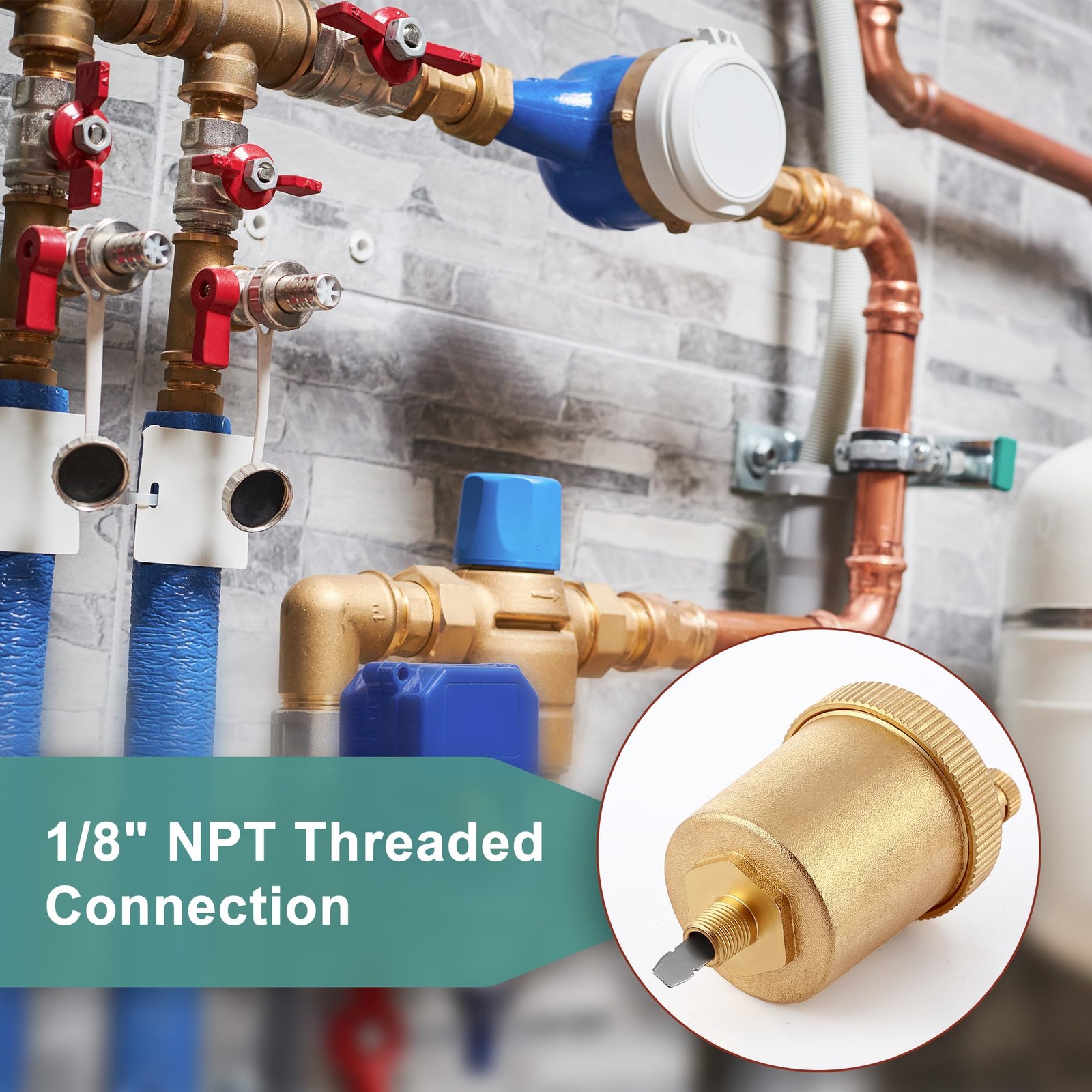 4 Pack 1/8″ Automatic Air Bleed Vent Valve, Brass