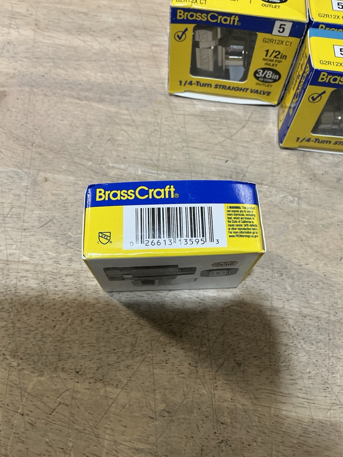 20-PK BrassCraft 1/2” x 3/8” 1/4-Turn Straight Valve G2R12X C1