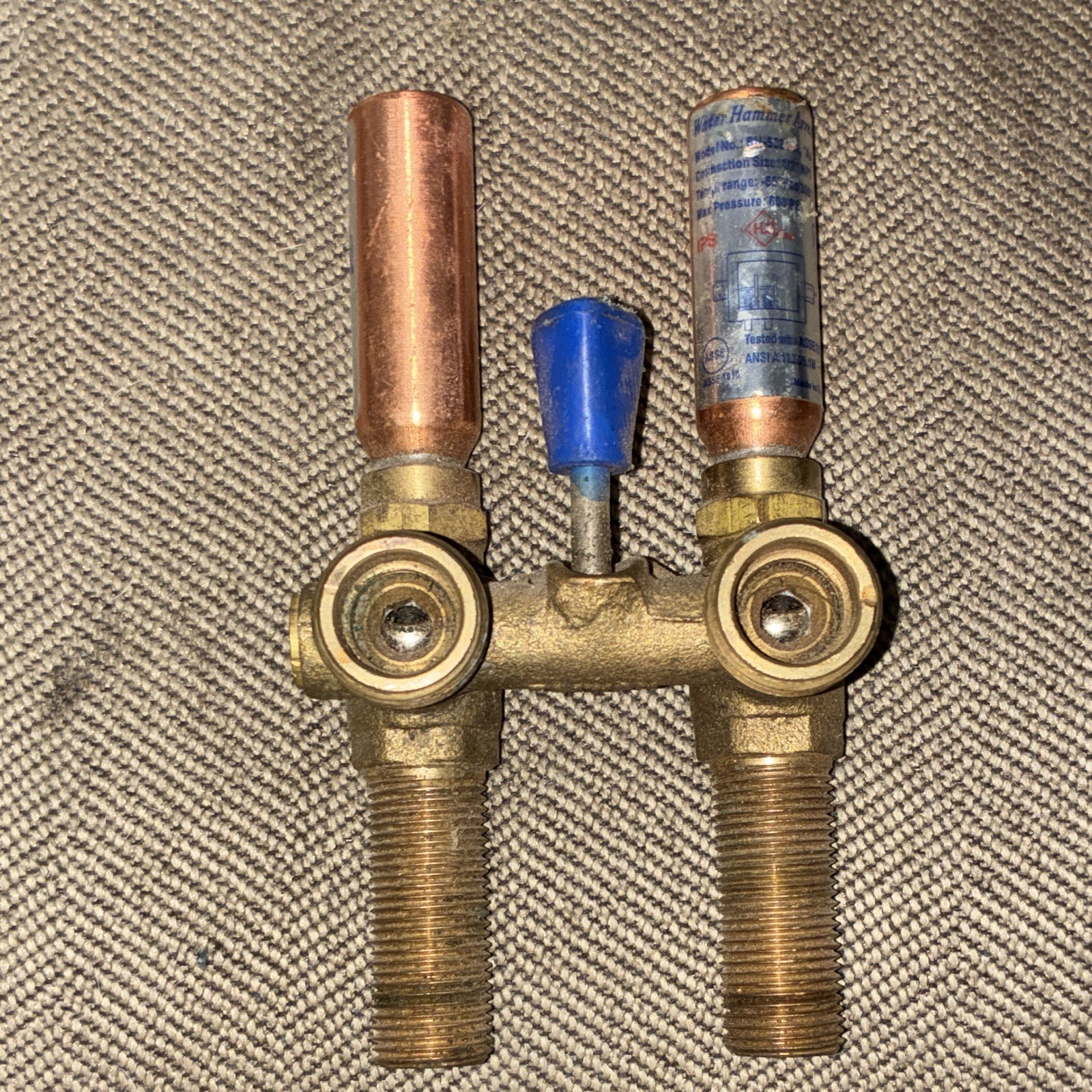 Brass Washing Machine Valve w/ Water Hammer Arrester, 1/2 in NPT, 1 Pack
