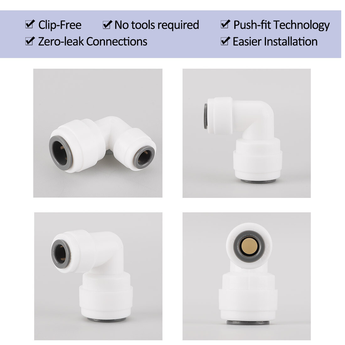 3pcs Elbow 1/4 Inch OD to 3/8 Inch Tube OD Quick Connect Purifiers Tube Fitting