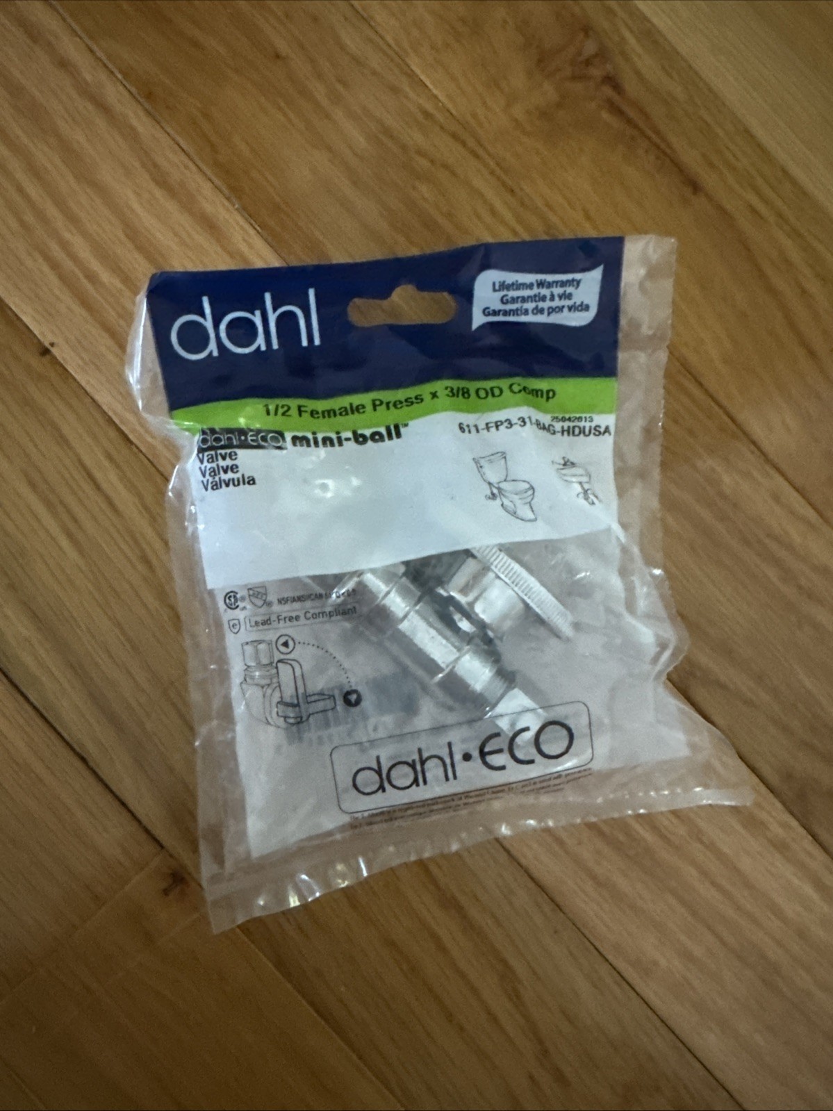 DAHL 1/2 in. Female Press Inlet x 3/8 in. Compression Outlet 1/4-Turn Angle Stop