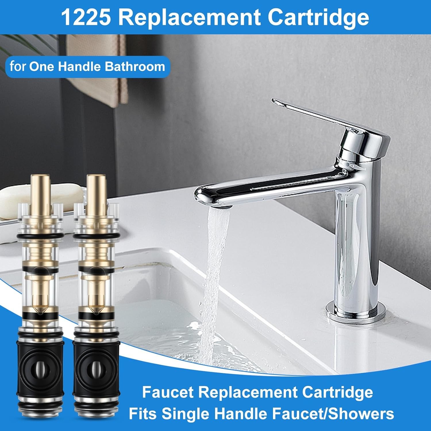2 Pack Dual Seal 1225 Replacement Cartridge, Compatible with Moen 1225 1225B