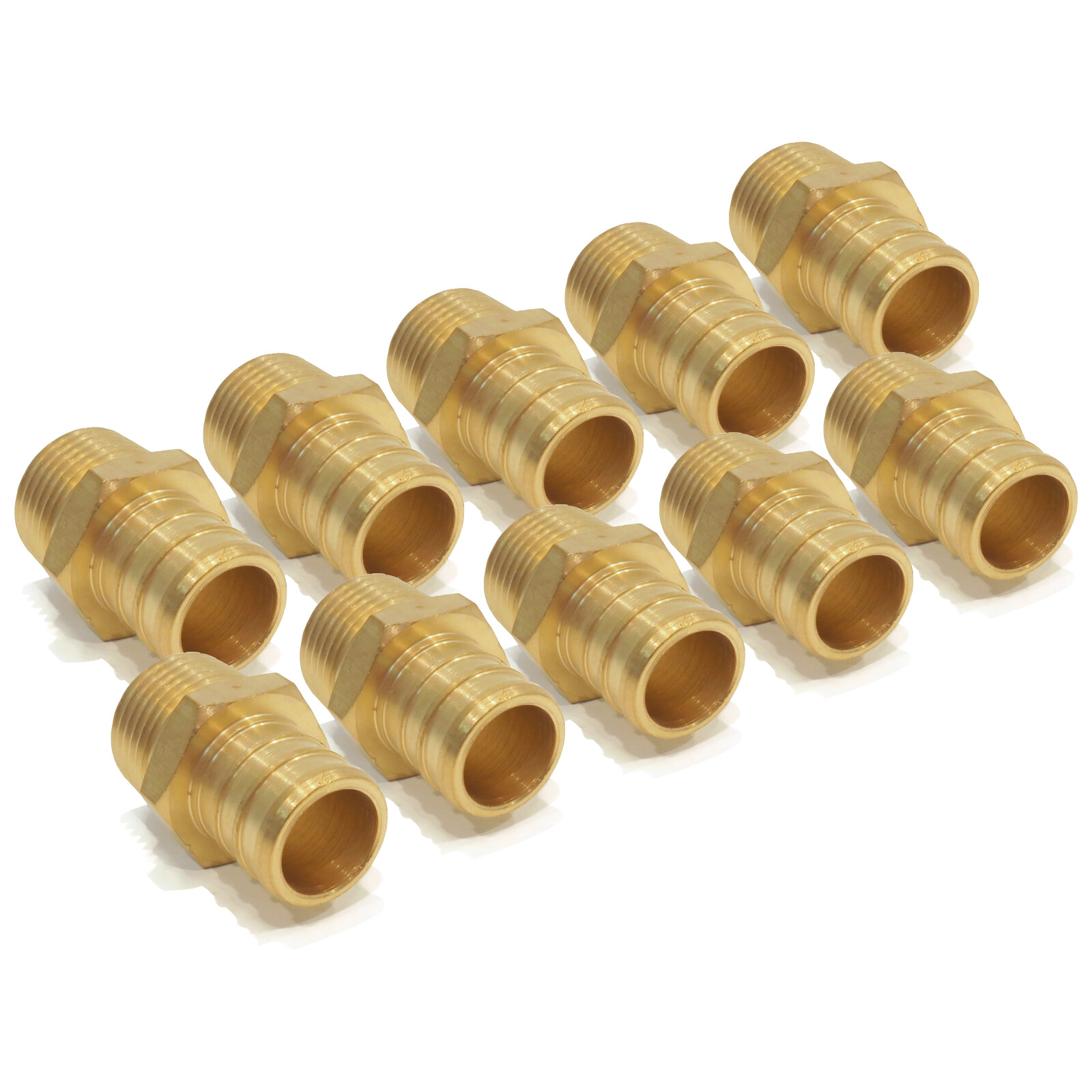 (10) 3/4″ x 1/2″ MALE NPT PEX BRASS LEAD FREE STRAIGHT THREADED ADAPTERS Fitting