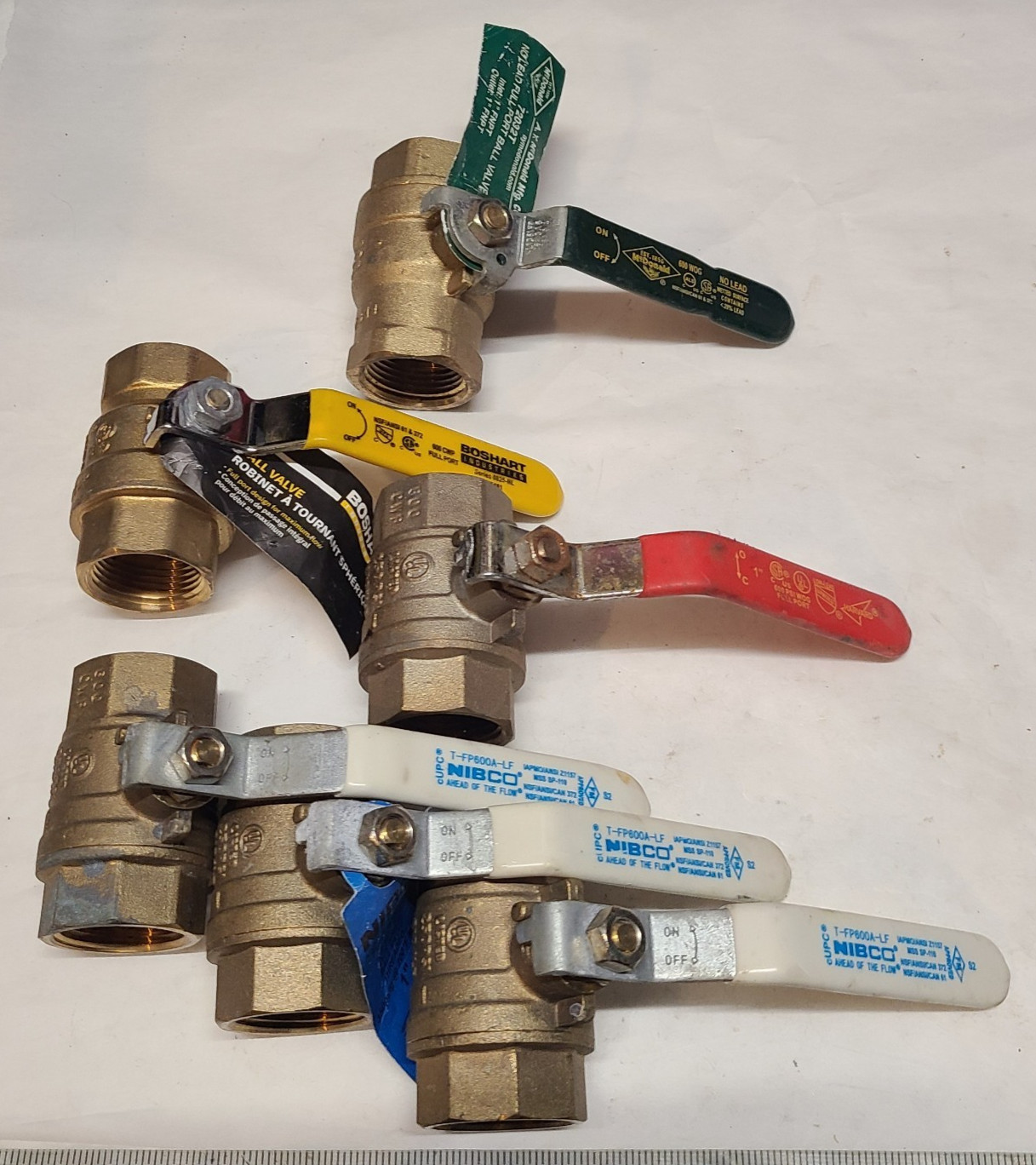 Lot of 6 Brass 1″ Threaded Ball Valve’s Nibco,Harvard,Boshart and Mcdonalds