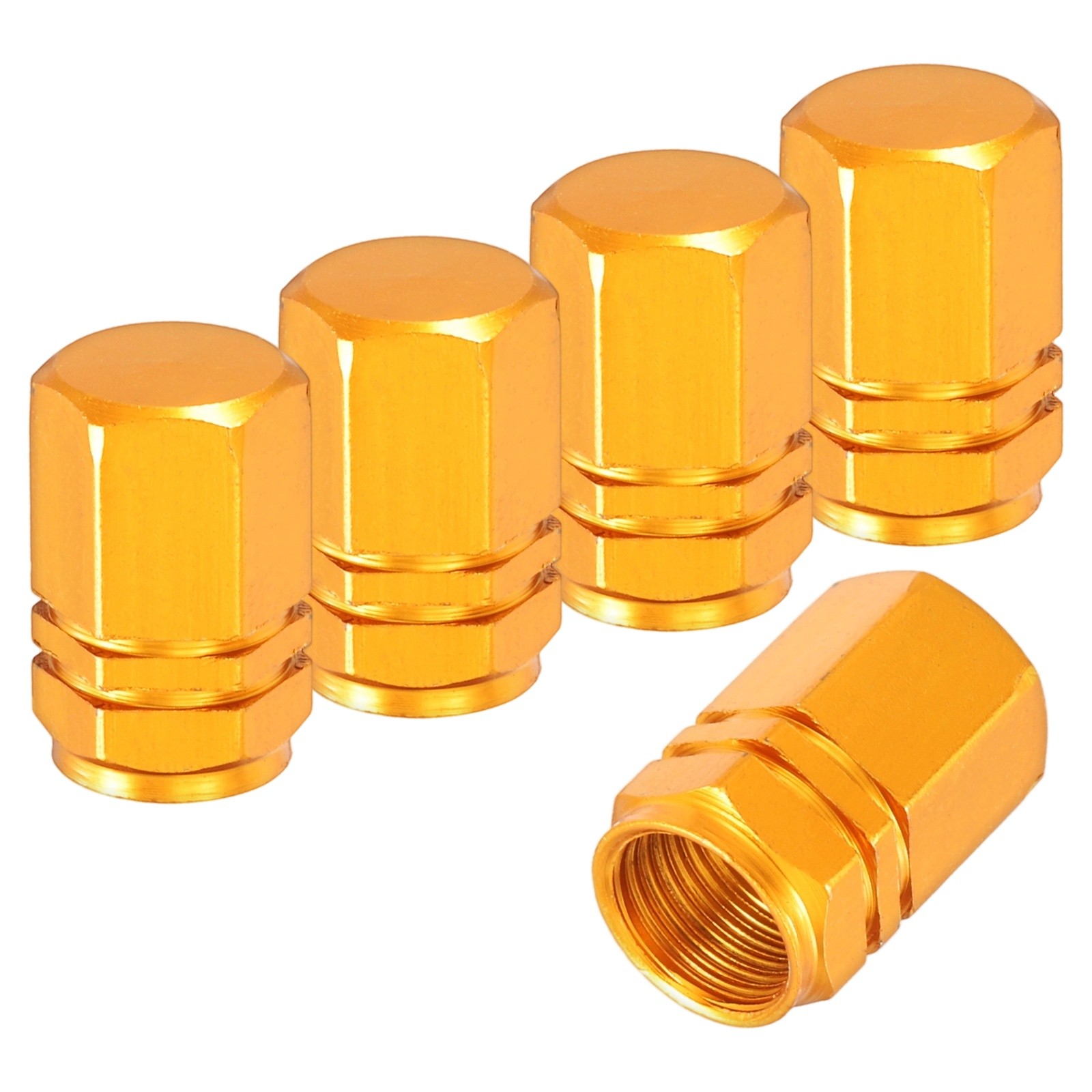 5Pcs Tire Valve Stem Caps Aluminum Alloy Tire Air Caps, Gold