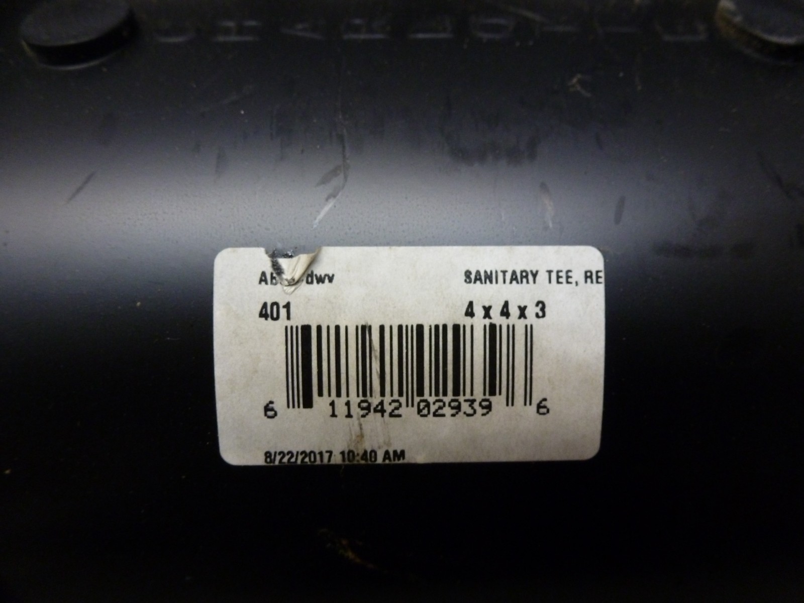 Charlotte Pipe 4 x 4 x 3 In. All Hub Reducing Short Sweep Sanitary Tee ABS DWV