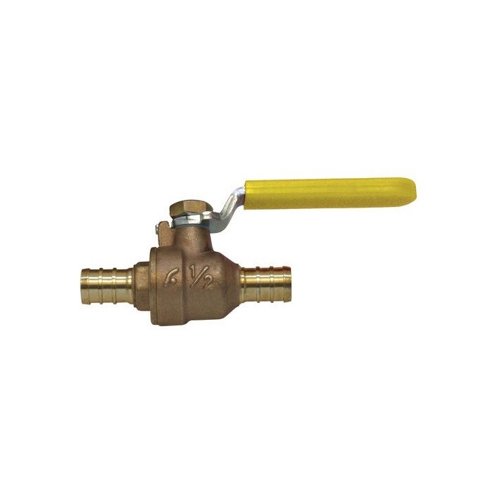 1/2″ Pex-B Inline Ball Valve Brass Shut-Off Barbed Metal Straight Crimp Lever