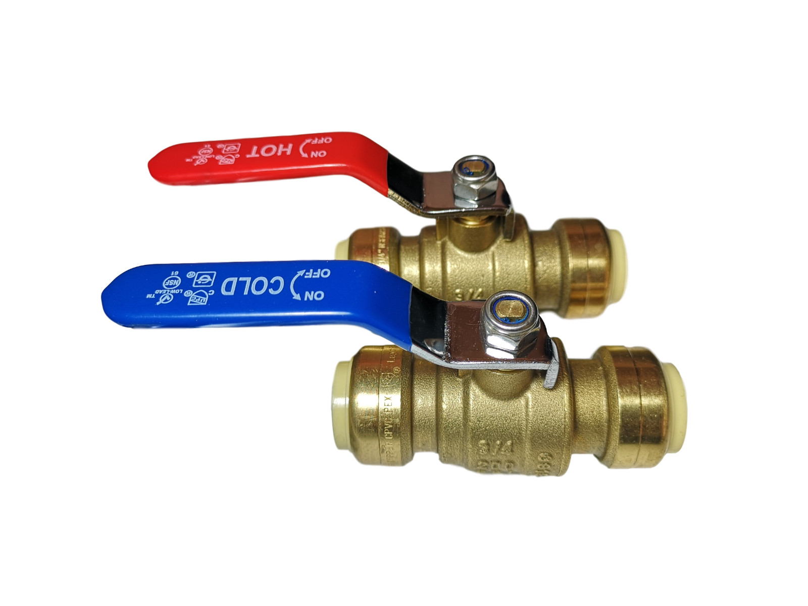 10 Pcs. 3/4″ Push Fit Ball Valve Hot and Cold, Lead Free Brass, 28-2-3&4=10